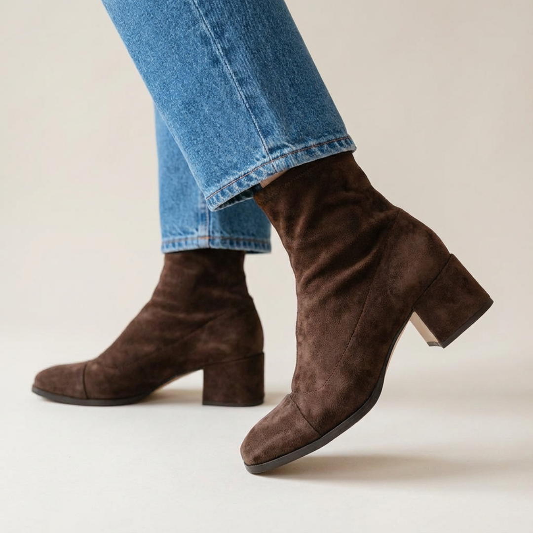Women's Elegant Square Toe Ankle Boots with Block Heel