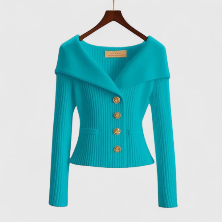 Women's Elegant Ribbed Button Up Cardigan