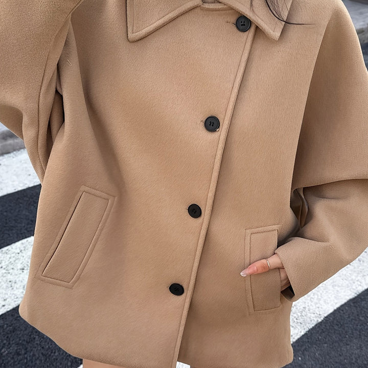 Women's Classic Khaki Wool Pea Coat