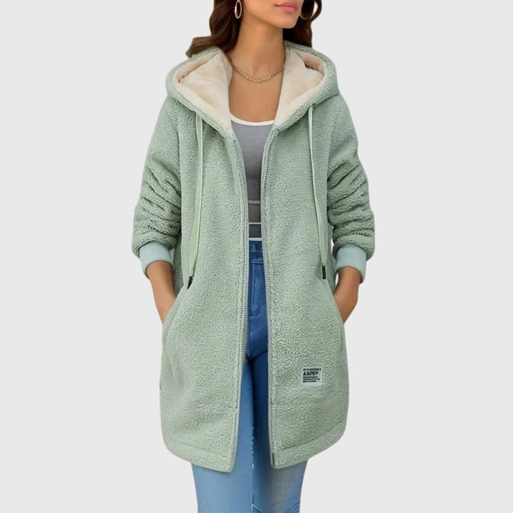 Women's Stylish Hooded Fleece Jacket with Zip Front