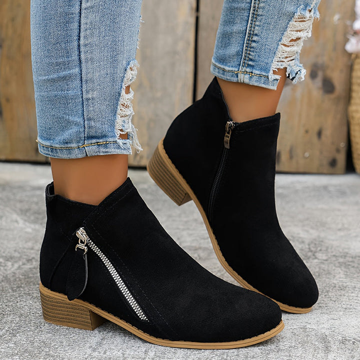 Women's Lovely Suede Ankle Boots with Block Heels