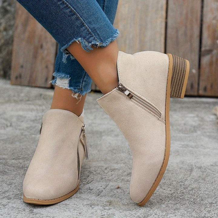 Women's Elegant Suede Block Heel Ankle Boots