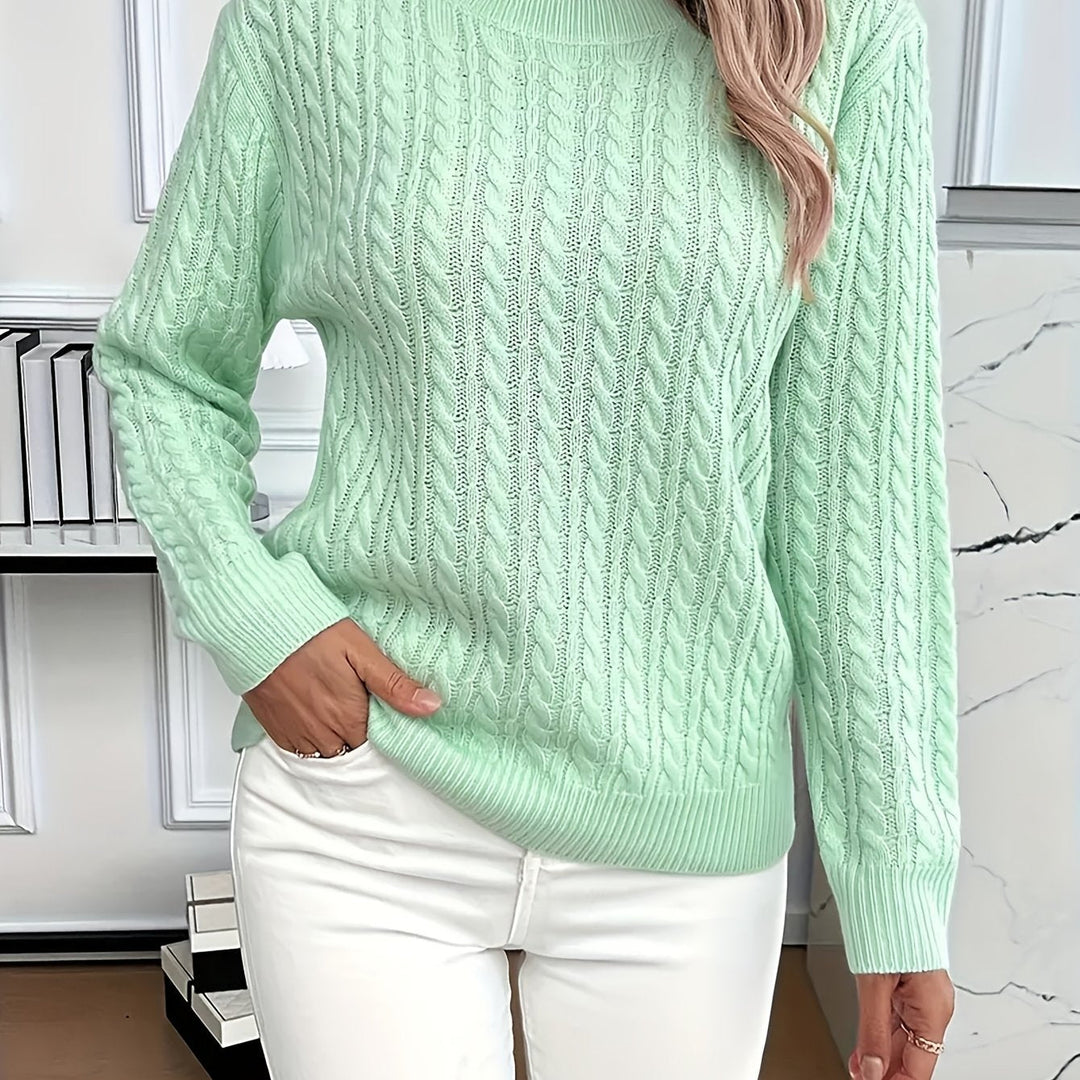 Women's Effortlessly Stylish Cable Knit Crewneck Sweater