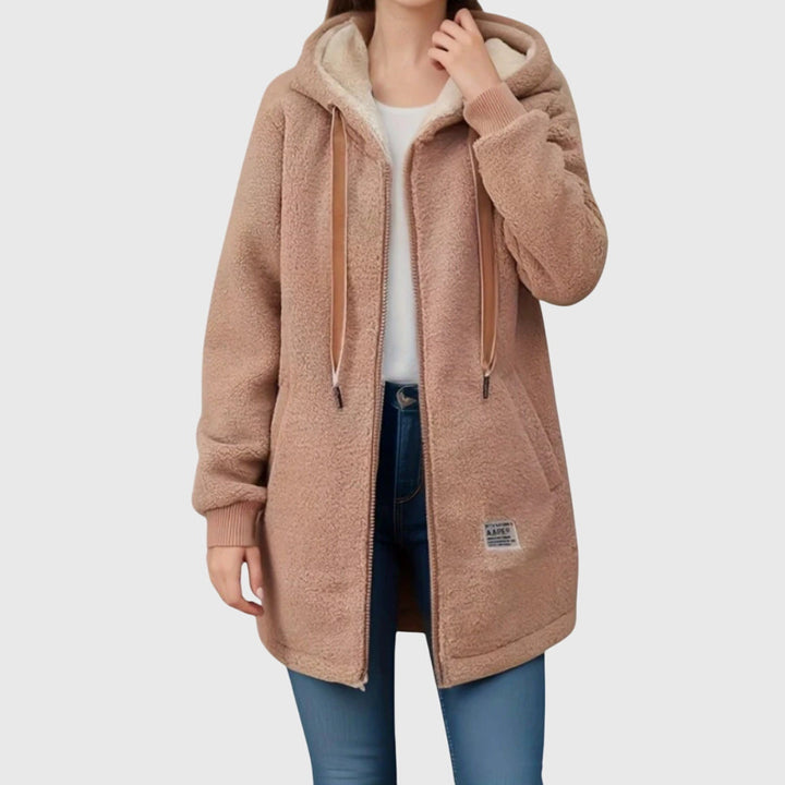 Women's Stylish Hooded Fleece Jacket with Zip Front