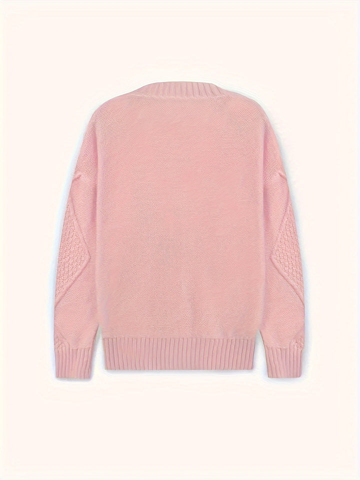 Women's Modern Pink Cable Knit Cardigan