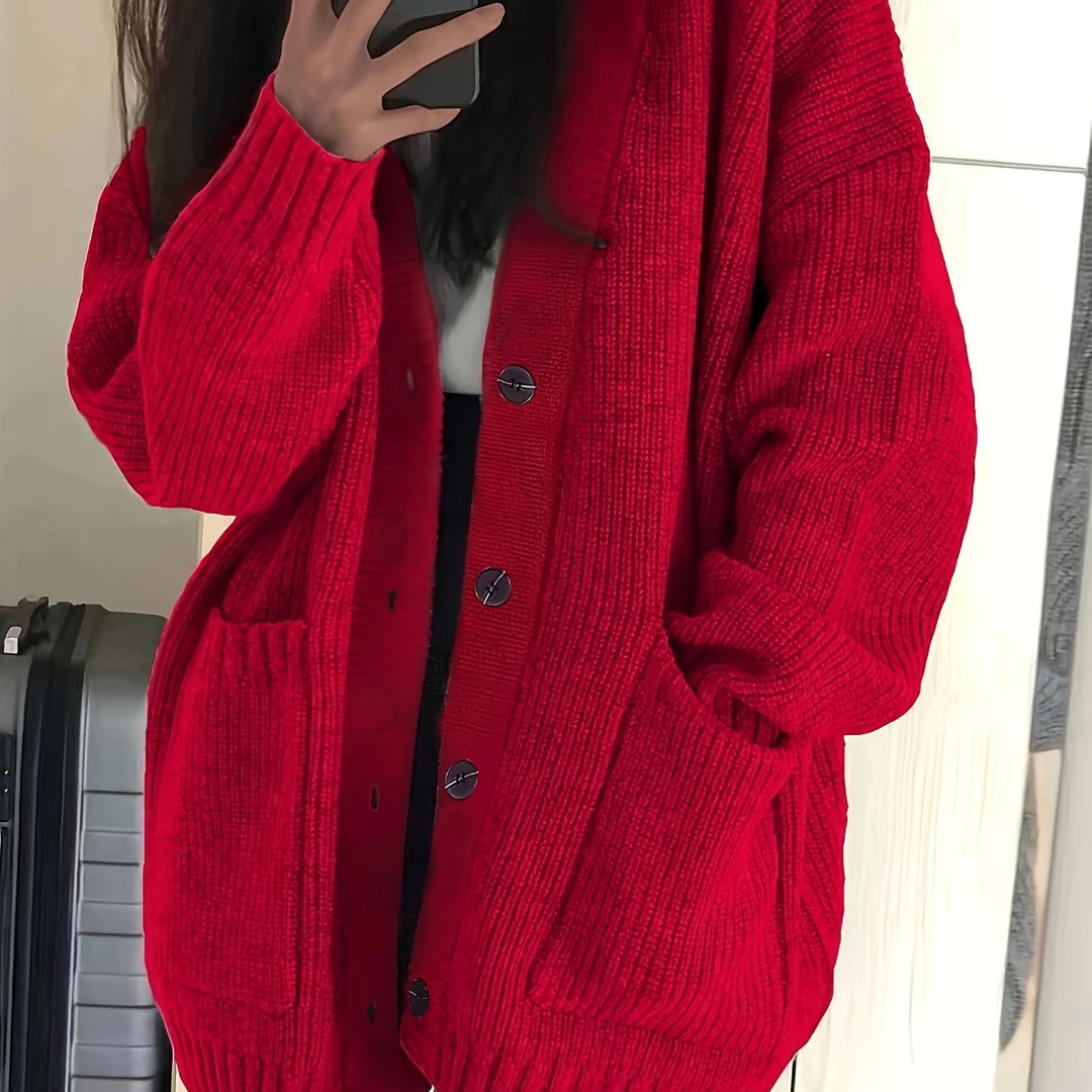 Women's Beautiful Chunky Knit Cardigan with Buttons