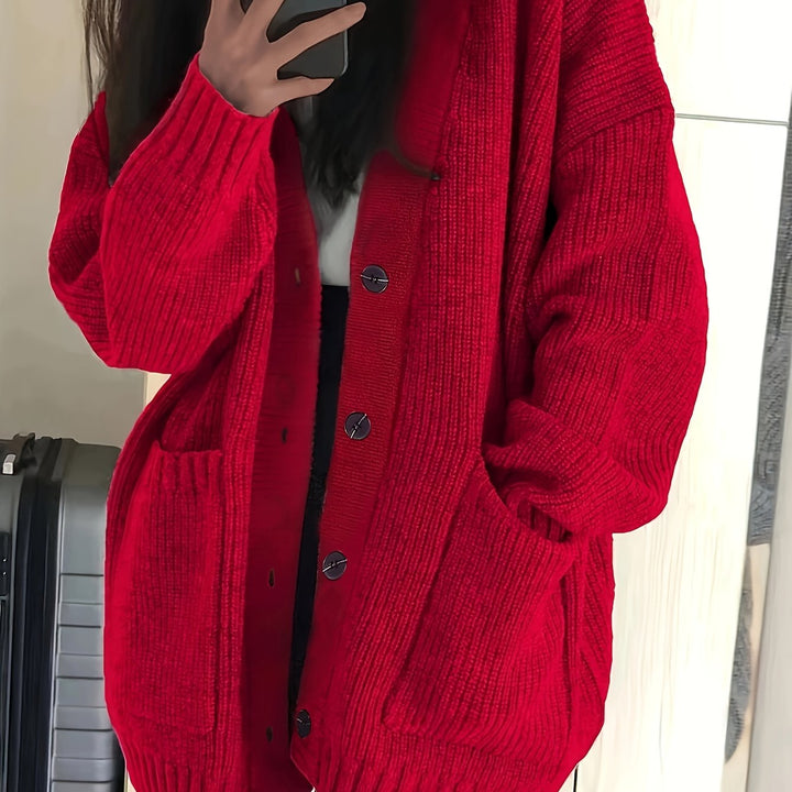 Women's Beautiful Chunky Knit Cardigan with Buttons