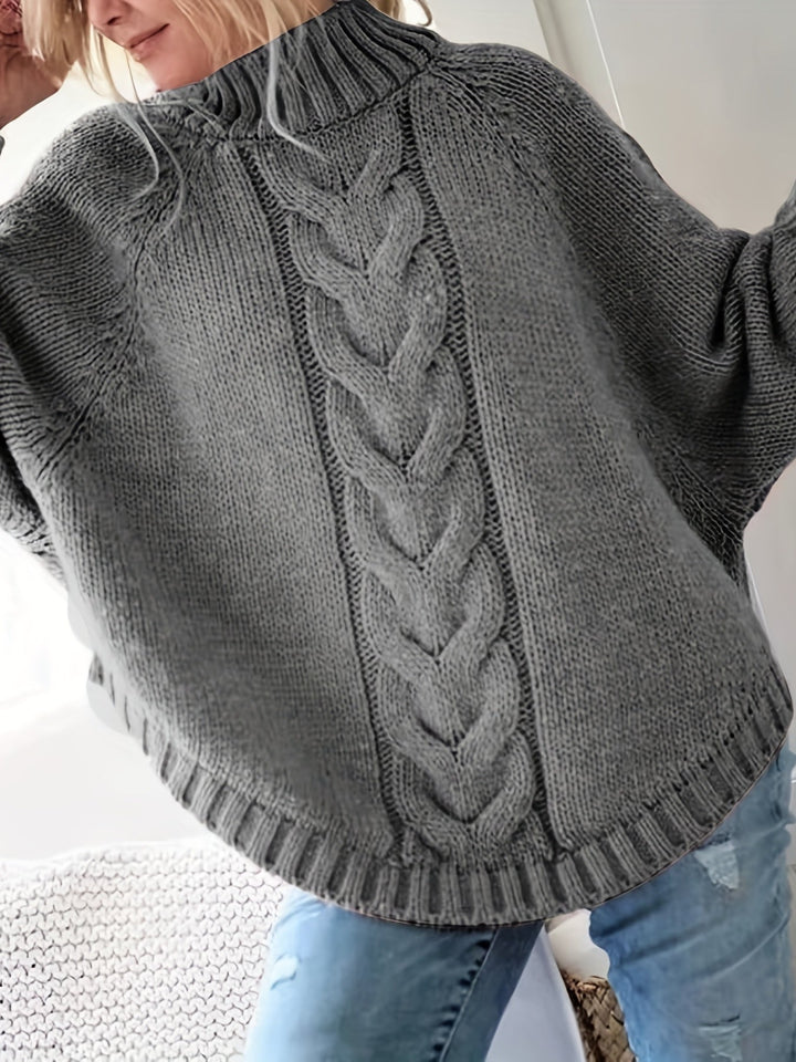 Women's Timeless Cable Knit Mock Neck Sweater