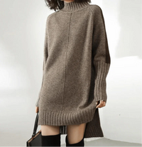 Women's Vintage-Inspired Ribbed Turtleneck Knit Sweater Dress