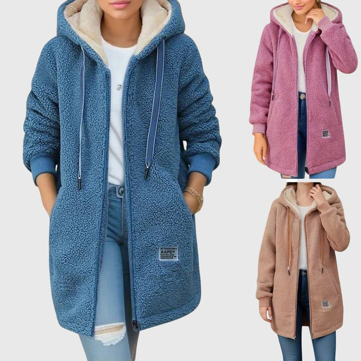 Women's Stylish Hooded Fleece Jacket with Zip Front