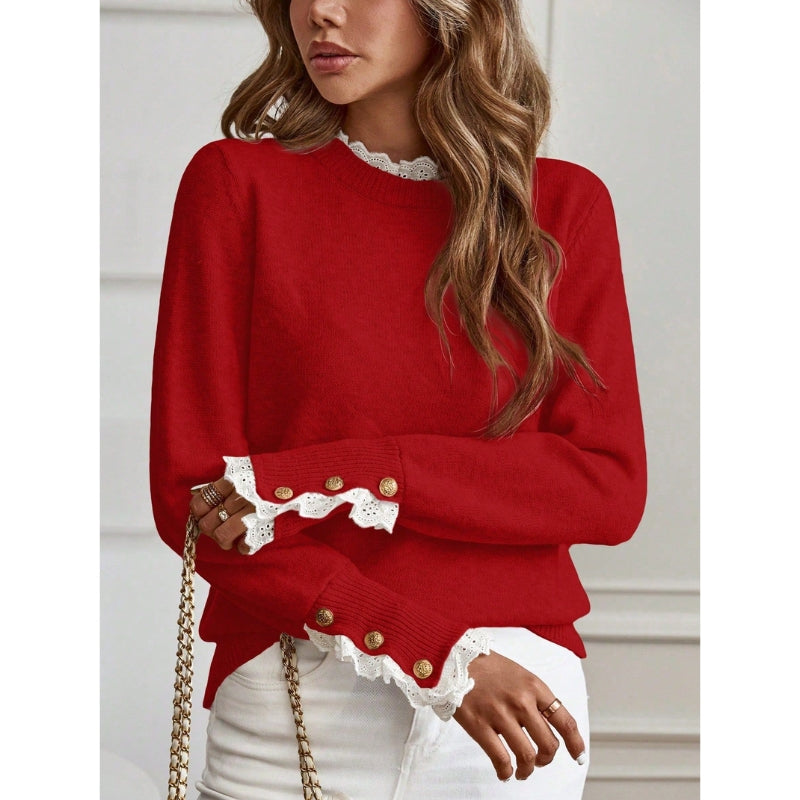 Women's Feminine Ribbed Mock Neck Knit Sweater