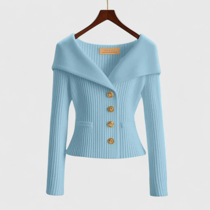 Women's Elegant Ribbed Button Up Cardigan