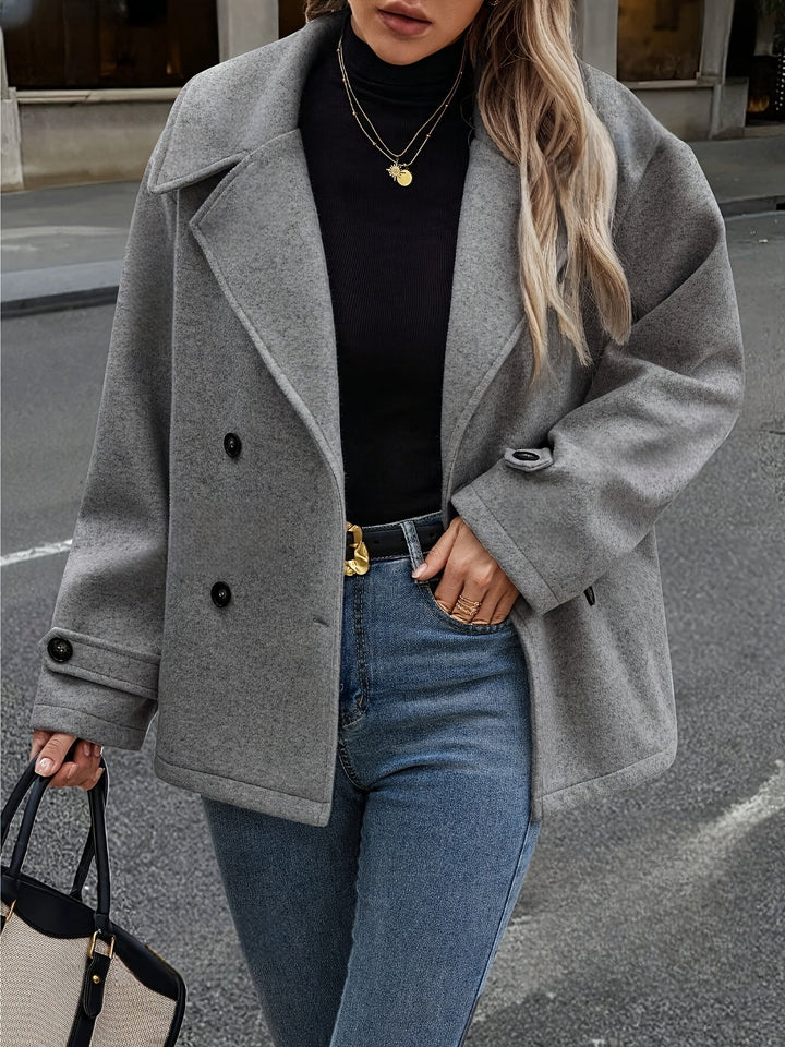 Women's Vintage-Inspired Double-Breasted Wool Pea Coat