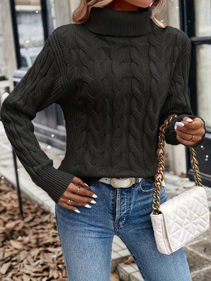 Women's Smart Cable Knit Turtleneck Sweater