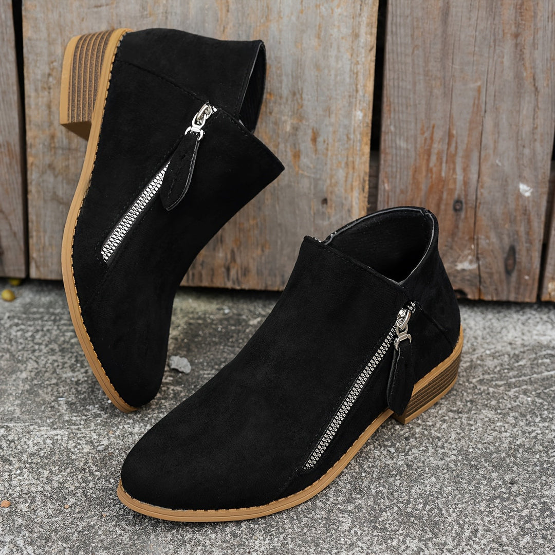 Women's Elegant Suede Block Heel Ankle Boots