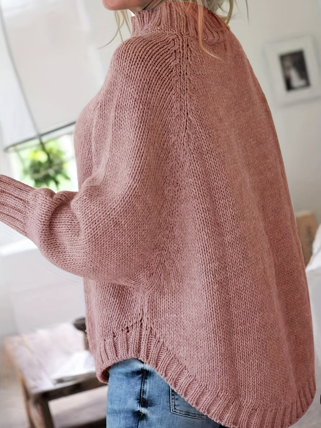 Women's Timeless Cable Knit Mock Neck Sweater