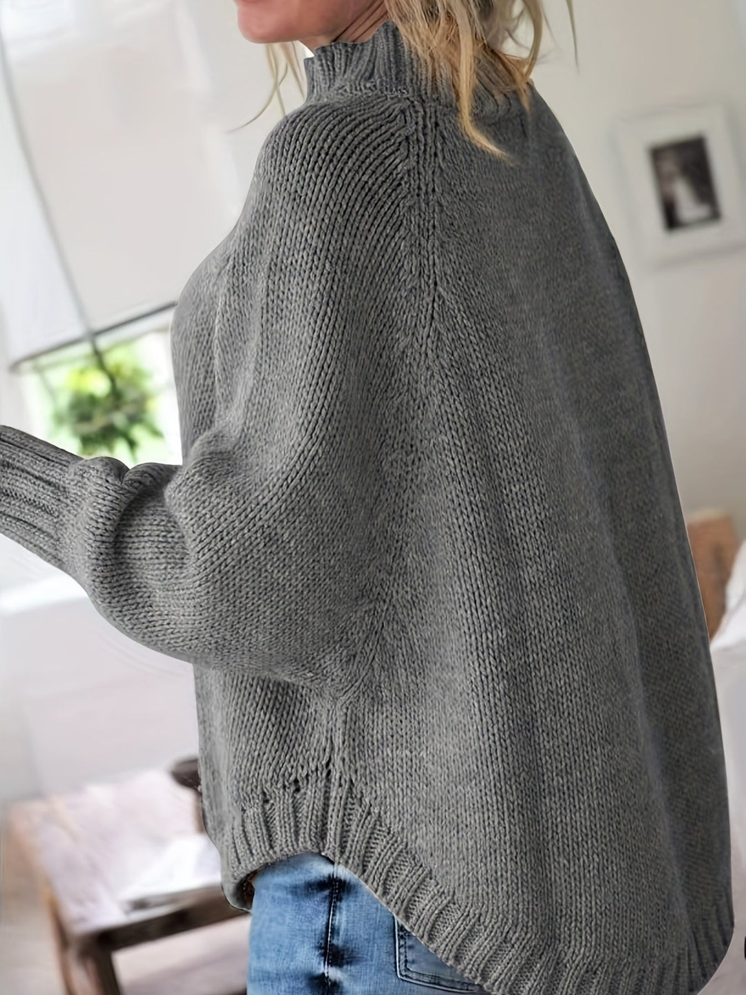 Women's Timeless Cable Knit Mock Neck Sweater