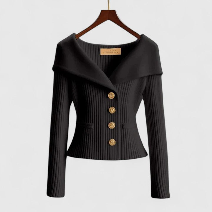 Women's Elegant Ribbed Button Up Cardigan