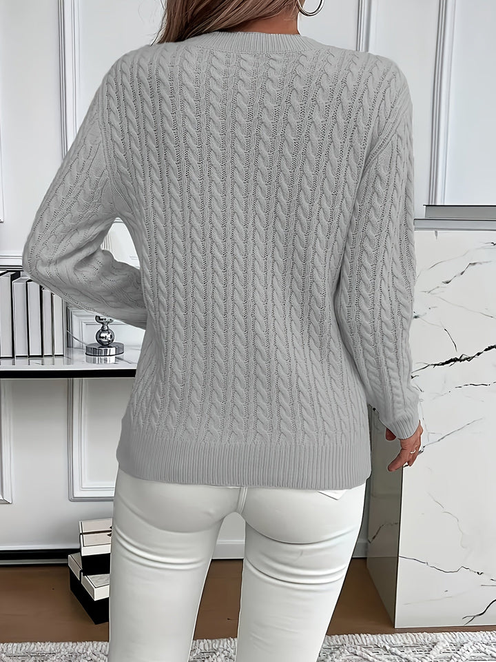 Women's Effortlessly Stylish Cable Knit Crewneck Sweater