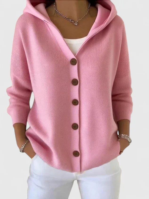 Women's Effortless Long Hooded Knit Cardigan