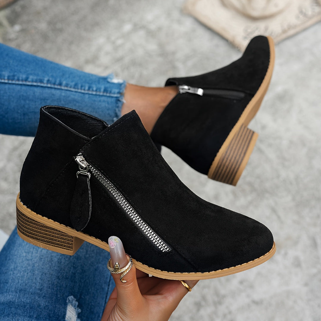 Women's Elegant Suede Block Heel Ankle Boots