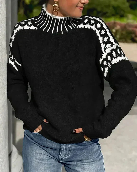 Women's Cosy Turtleneck Fair Isle Knit Sweater