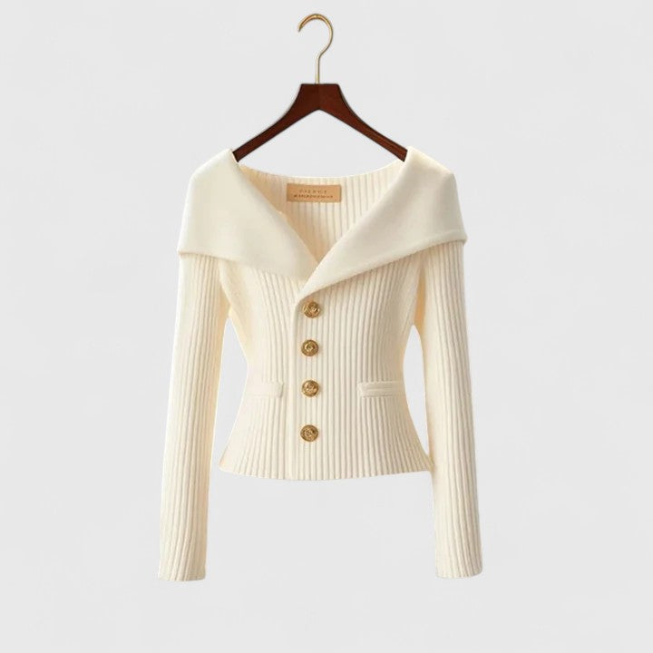 Women's Elegant Ribbed Button Up Cardigan