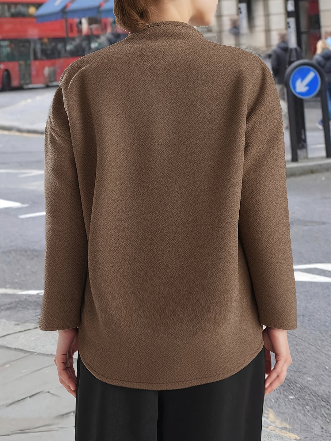 Women's Stylish Camel Wool Double-Breasted Pea Coat