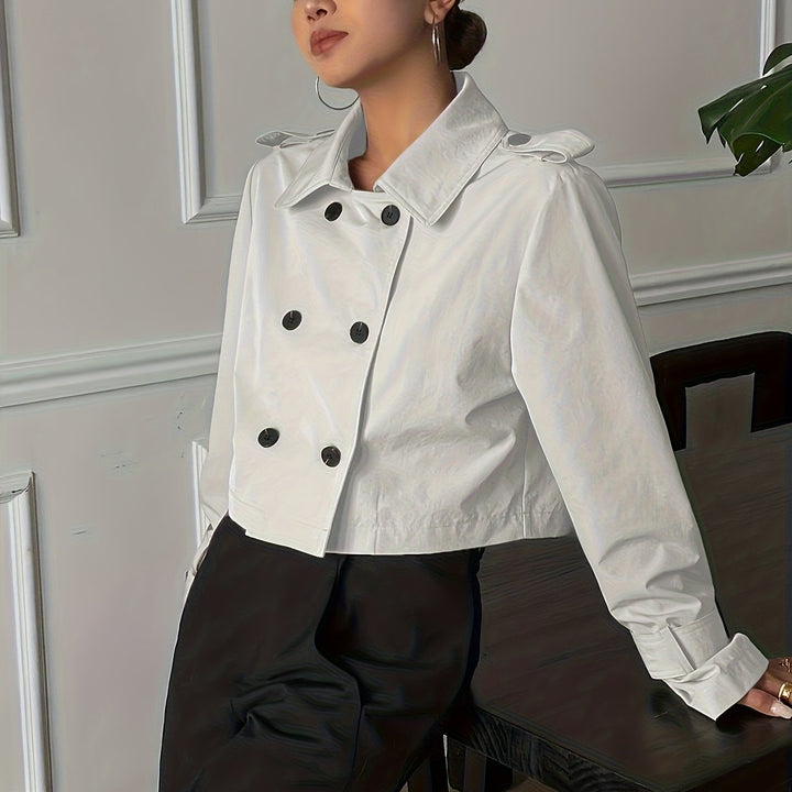 Women's Relaxed Double Breasted Cropped Pea Coat