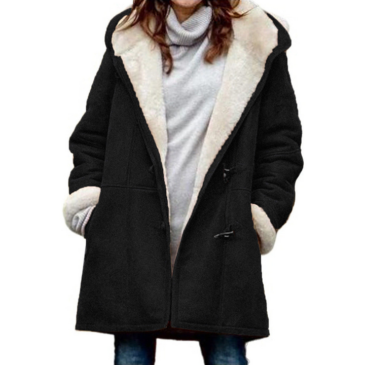 Women's Classic Wool Duffle Coat with Faux Fur Hood