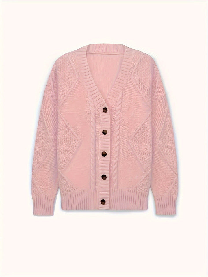 Women's Modern Pink Cable Knit Cardigan