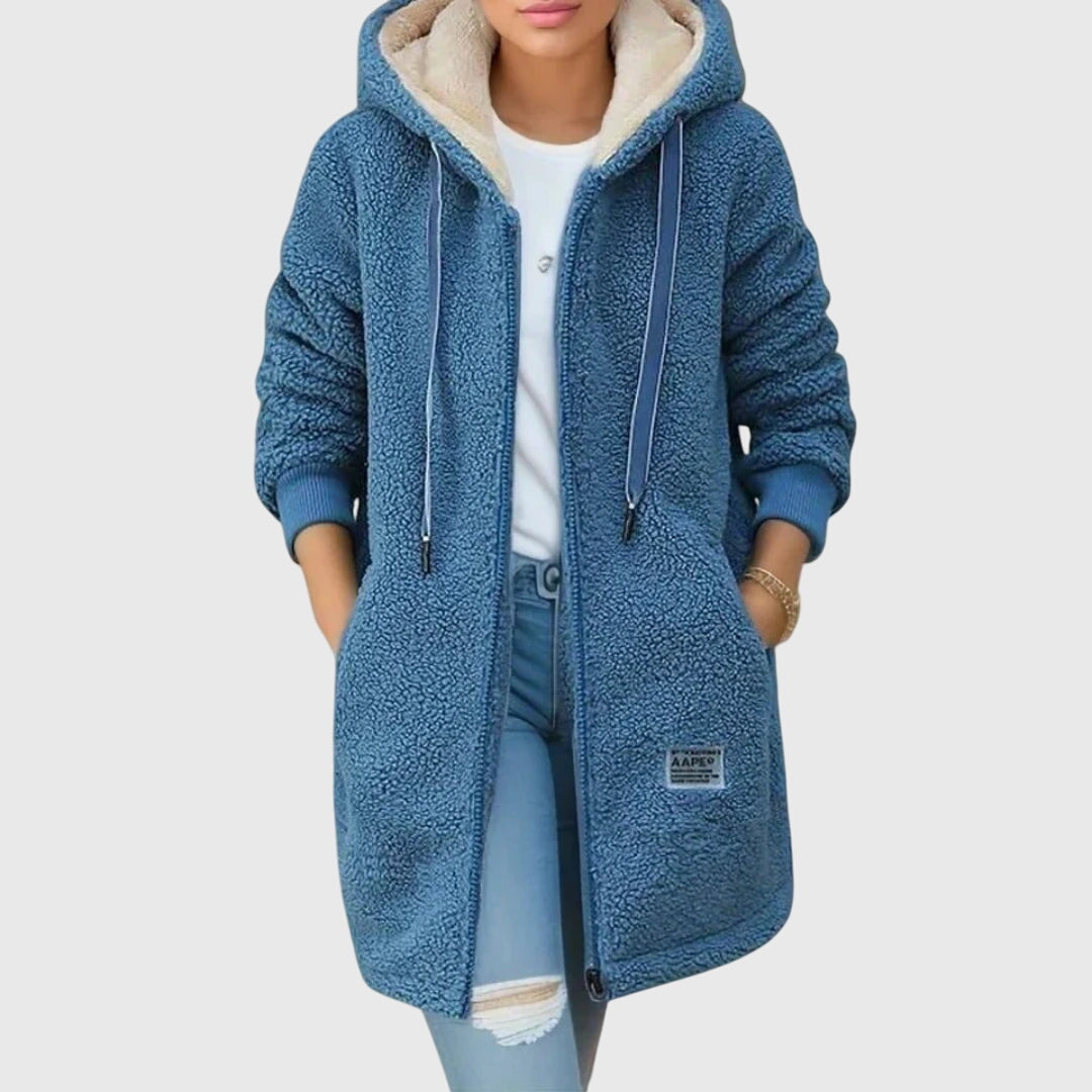 Women's Stylish Hooded Fleece Jacket with Zip Front