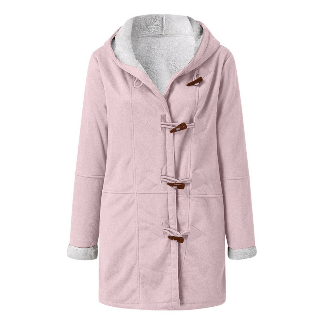 Women's Classic Wool Duffle Coat with Faux Fur Hood