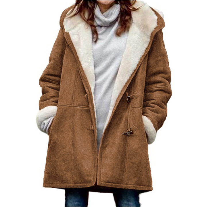 Women's Classic Wool Duffle Coat with Faux Fur Hood