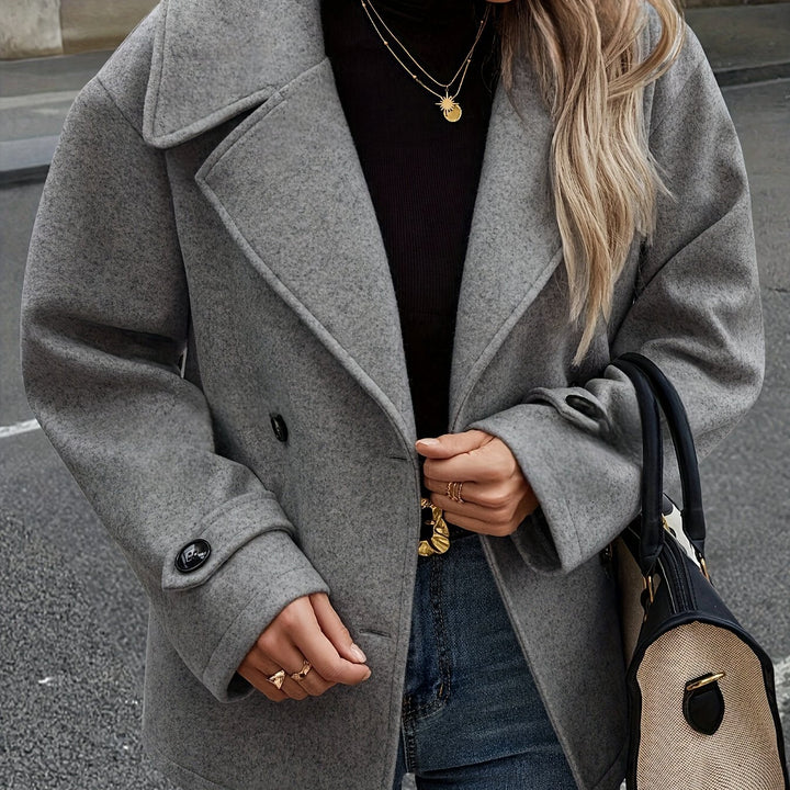 Women's Vintage-Inspired Double-Breasted Wool Pea Coat