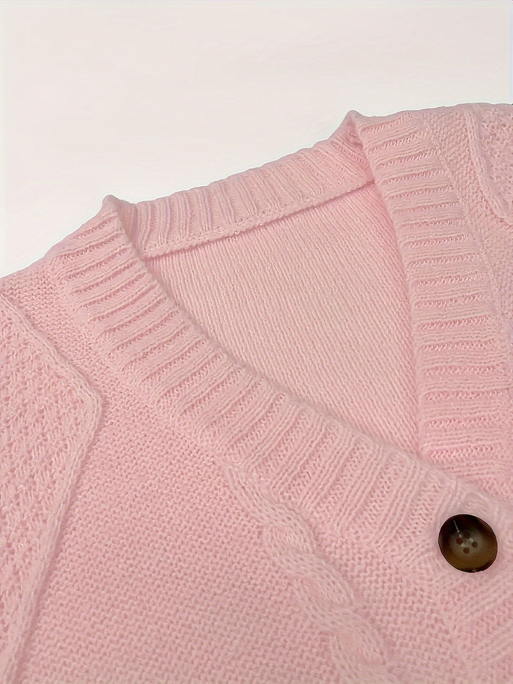 Women's Modern Pink Cable Knit Cardigan