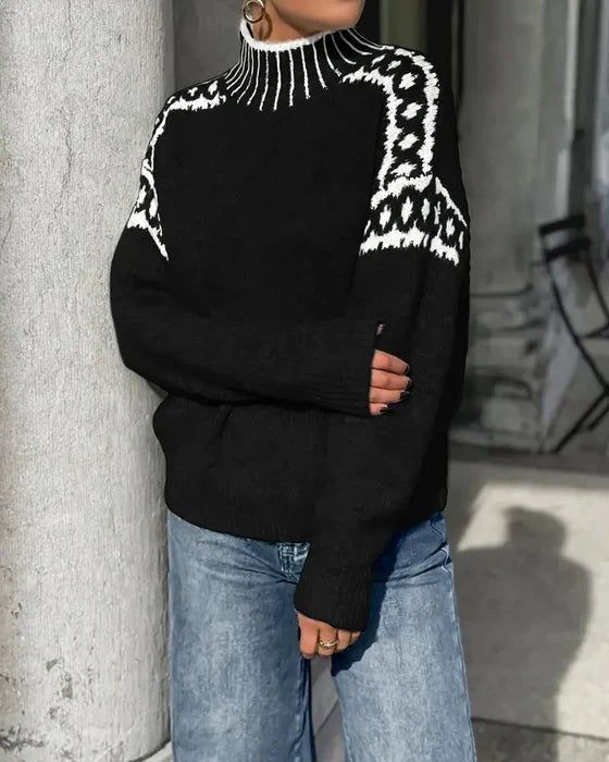Women's Cosy Turtleneck Fair Isle Knit Sweater