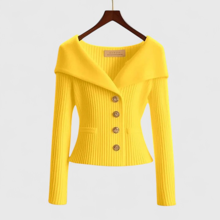Women's Elegant Ribbed Button Up Cardigan
