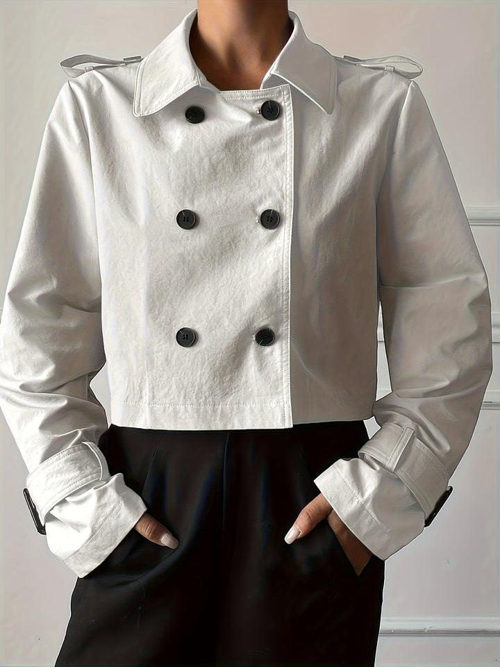 Women's Relaxed Double Breasted Cropped Pea Coat