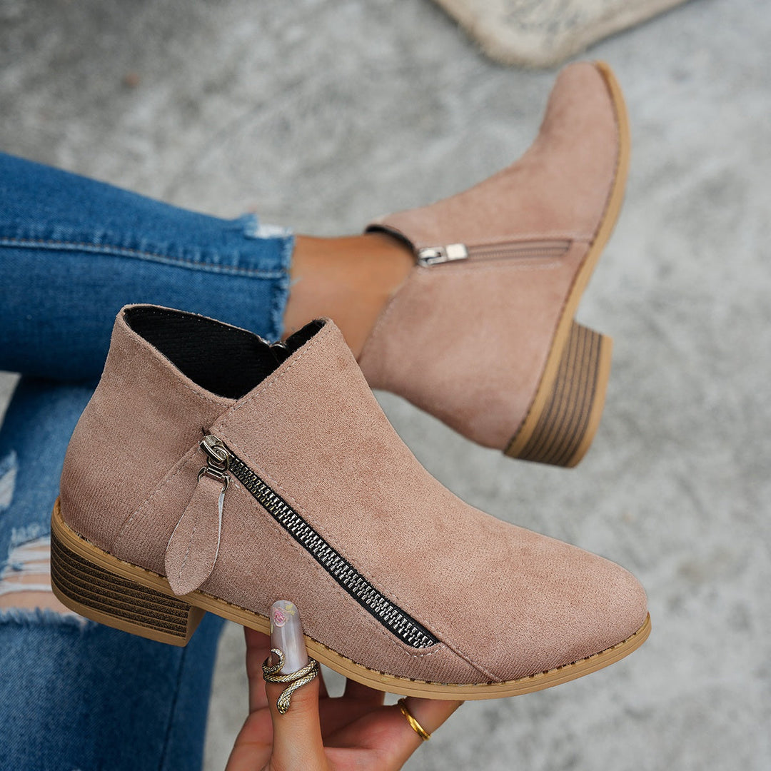 Women's Elegant Suede Block Heel Ankle Boots