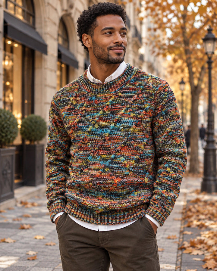 Men's Pretty Chunky Cable Knit Crewneck Sweater