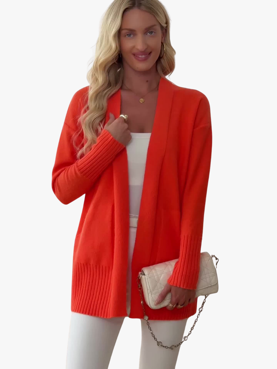 Women's Elegant Long Cardigan with V Neck