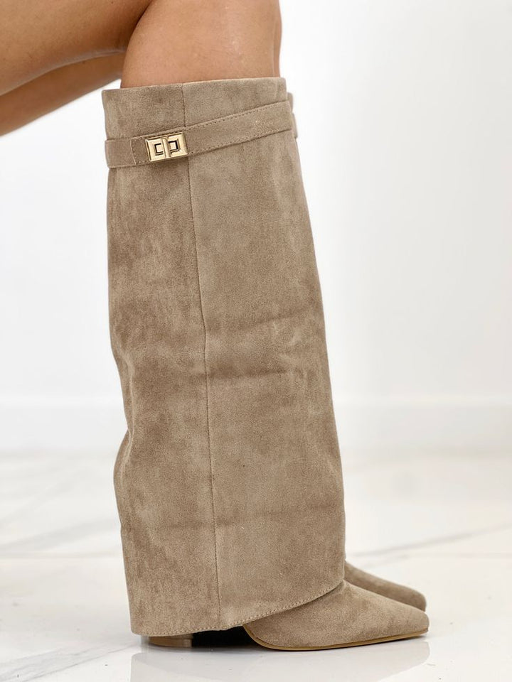 Women's Elegant Black Leather Knee High Boots