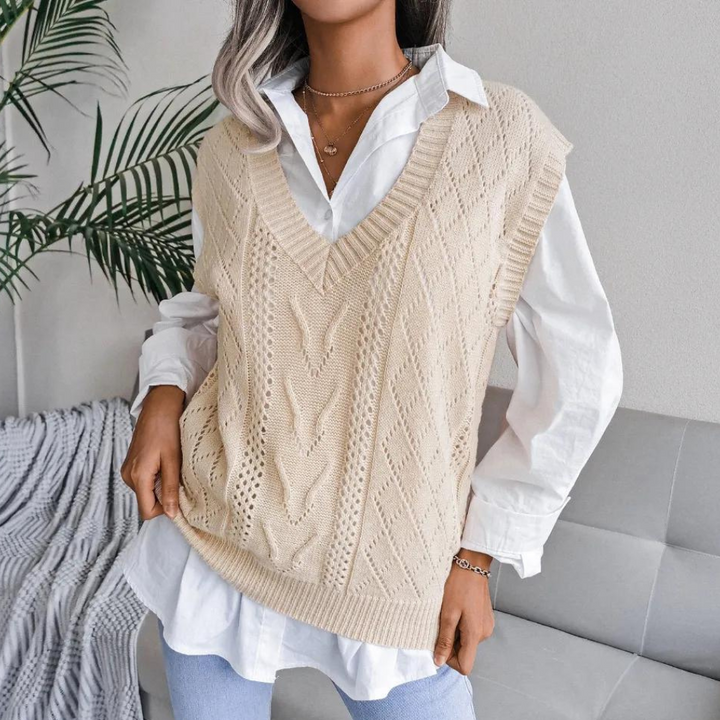 Women's Lightweight Cable Knit Sweater Vest