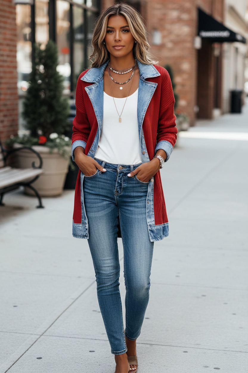 Women's Versatile Ribbed Knit Cardigan