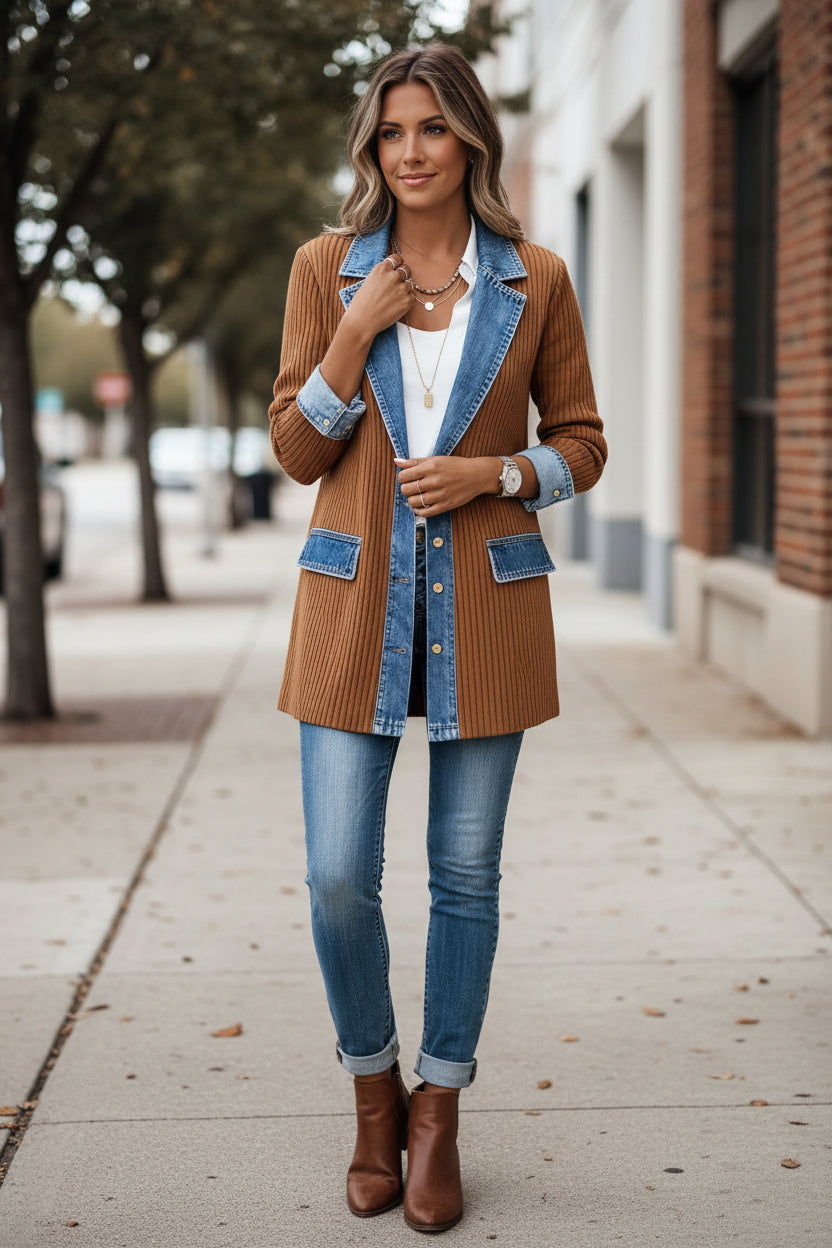 Women's Versatile Ribbed Knit Cardigan