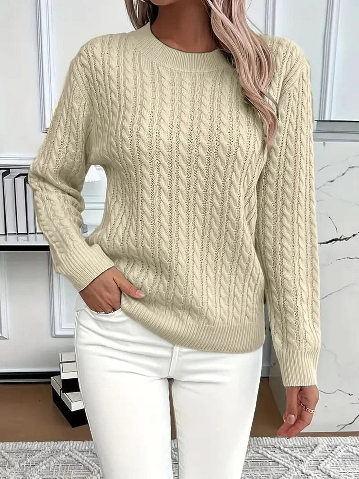 Women's Stylish Cable Knit Crewneck Sweater