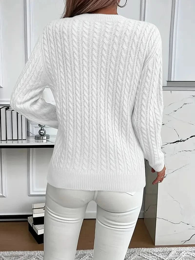 Women's Stylish Cable Knit Crewneck Sweater