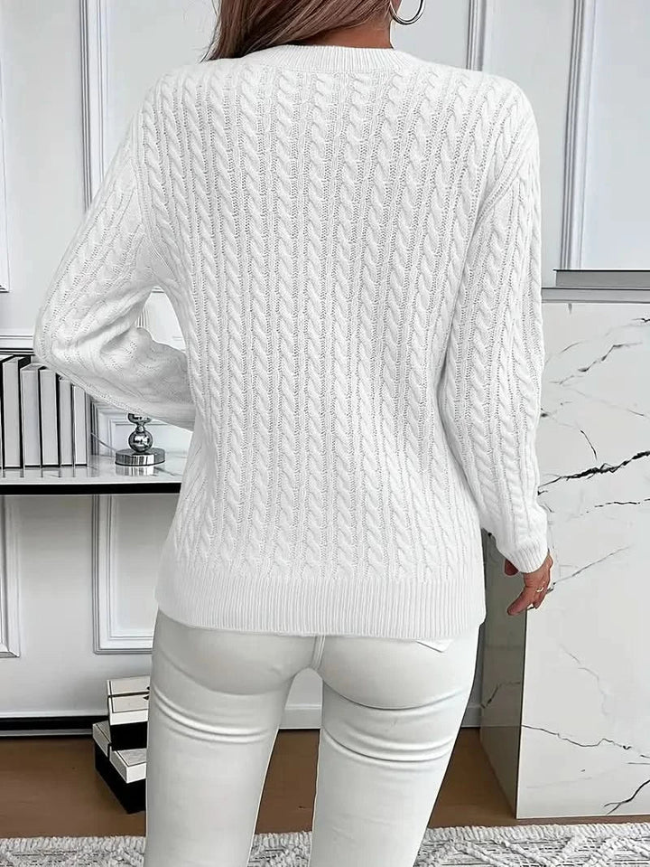 Women's Stylish Cable Knit Crewneck Sweater