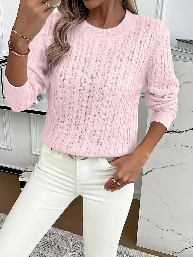 Women's Stylish Cable Knit Crewneck Sweater